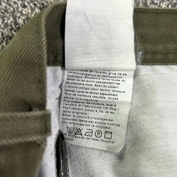 Naked & Famous Weird Guy Green Selvedge Chino Denim Jeans Mens 32 Button Fly